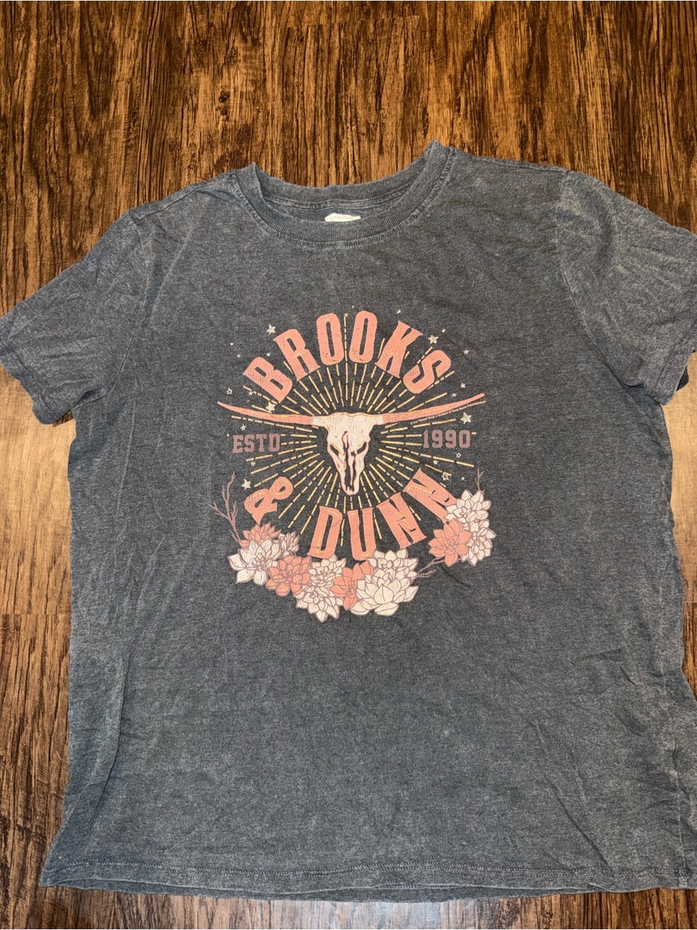 Maurices Charcoal Graphic Tee with Pink Floral Logo